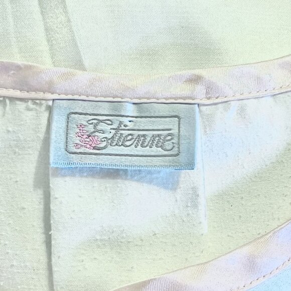 Vtg Etienne Pink Satin Womens L Embroidered Peignoir Robe Nightgown Cottagecore - Picture 8 of 11
